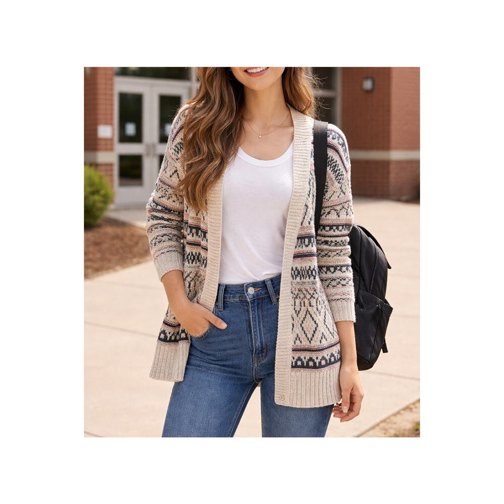 Mossimo multicolor long sleeve cozy oversized cardigan size small preppy spring